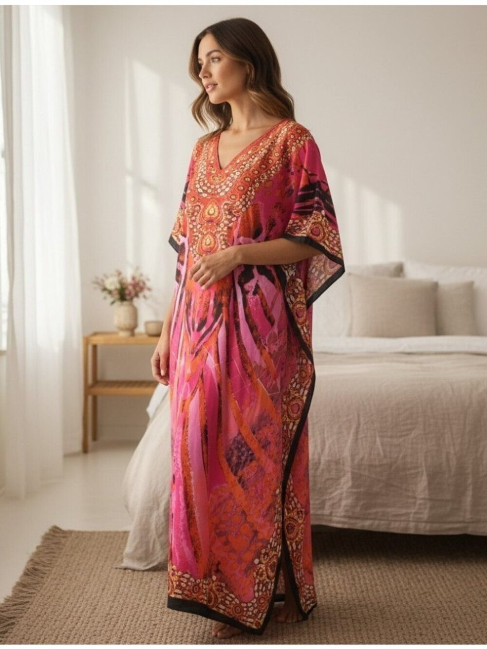 Vintage Winlar Satin Mumu Kaftan Women’s One Size Kimono Beach Vacation Lounge